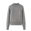 Revers Design Sinn Reißverschluss Strickpullover Damen Tops Herbst und Winter Langärmlig Einfarbig Temperament Lockerer Pullover Weibliche Tide