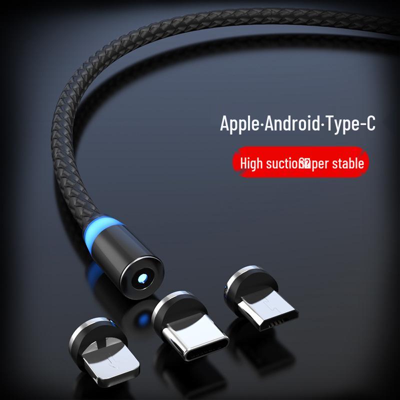 

Магнитный плетеный зарядный кабель 360° для устройств Android, Apple, Type-C 2m magnetic cable (no head) Black