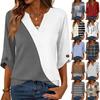 Casual V Neck Tunic Tops Womens 3/4 Sleeve Blouse for Business Work