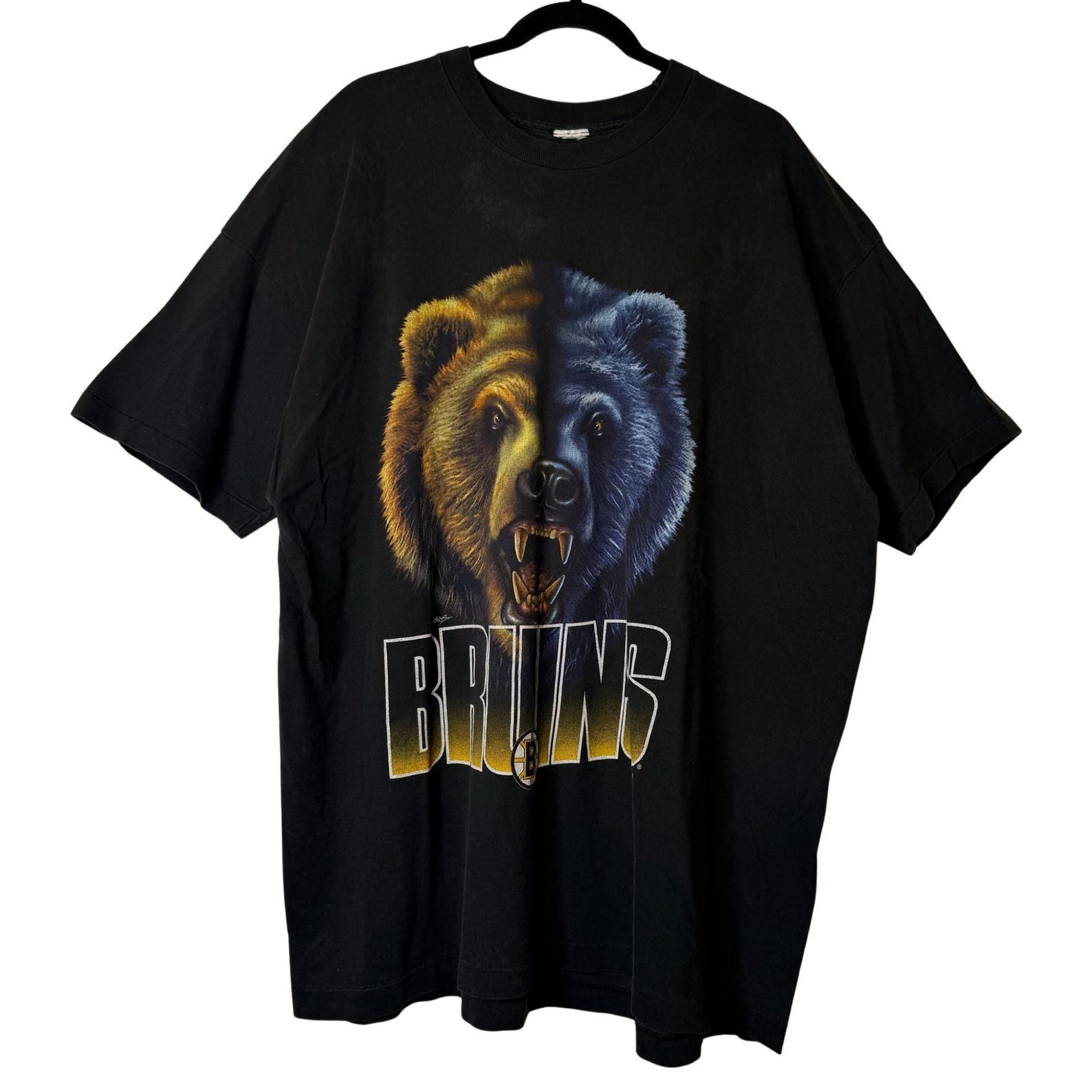 90s Boston Bruins Realistic Bear Salem NHL Sz 3XL T shirt (B2421) 3XL