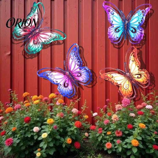 Fairy Tale Garden Ornaments Metal Butterfly Wall Decorations, Art Sculpture, Colorful Iron Sculptures Weatherproof Hanging Decor for Patio Fence Home