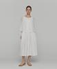 Amomento Sheer Shirring Hooded Blouse_White