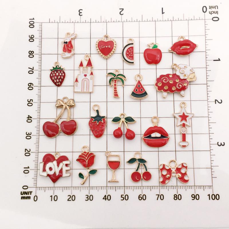 31-Piece Red Sheep Drip Oil Alloy Charms Set for DIY Earrings & Pendants