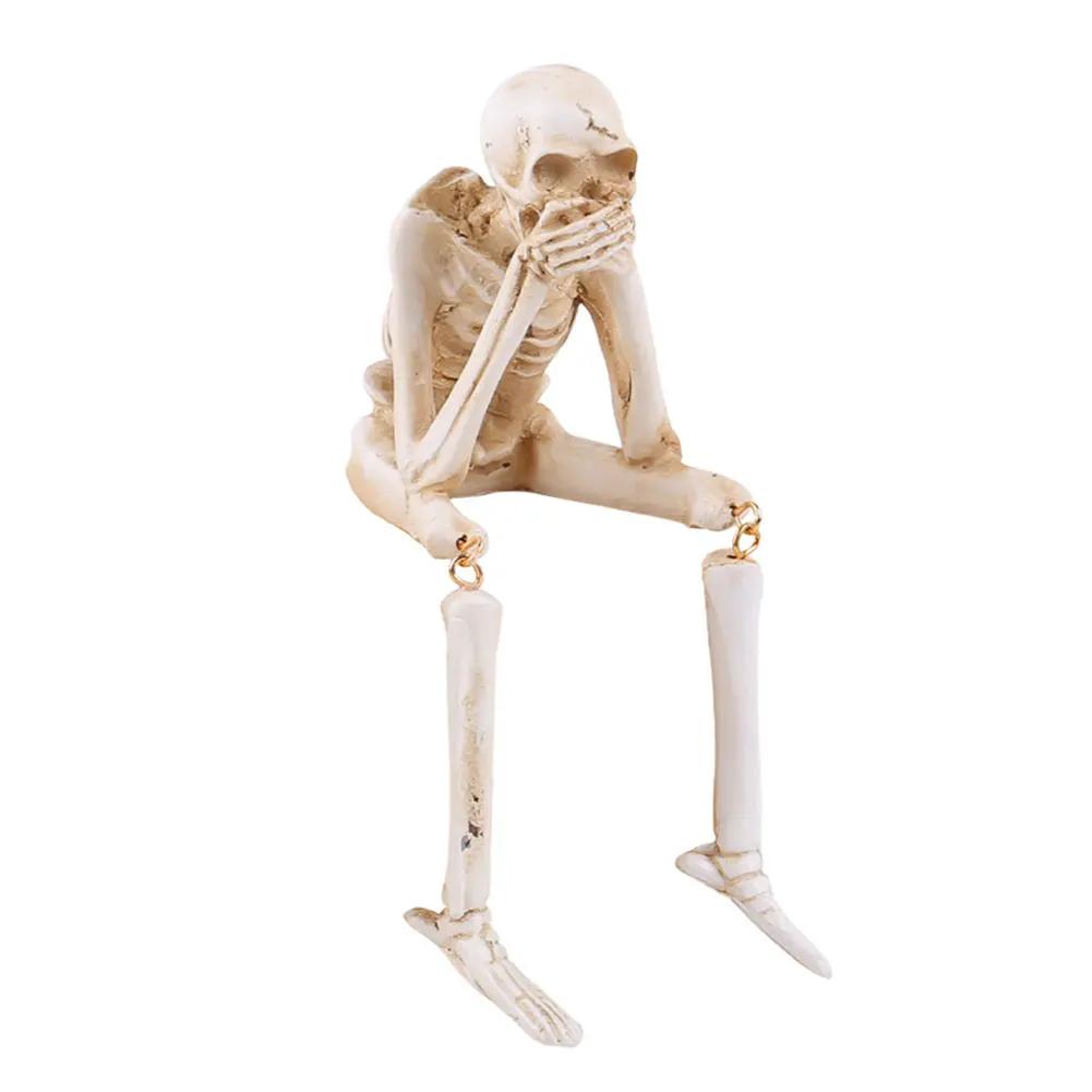 Halloween Skeleton Resin Statue Funny Skeleton Decoration Statue Horror Desktop Decorations for Halloween Party and Home Decor