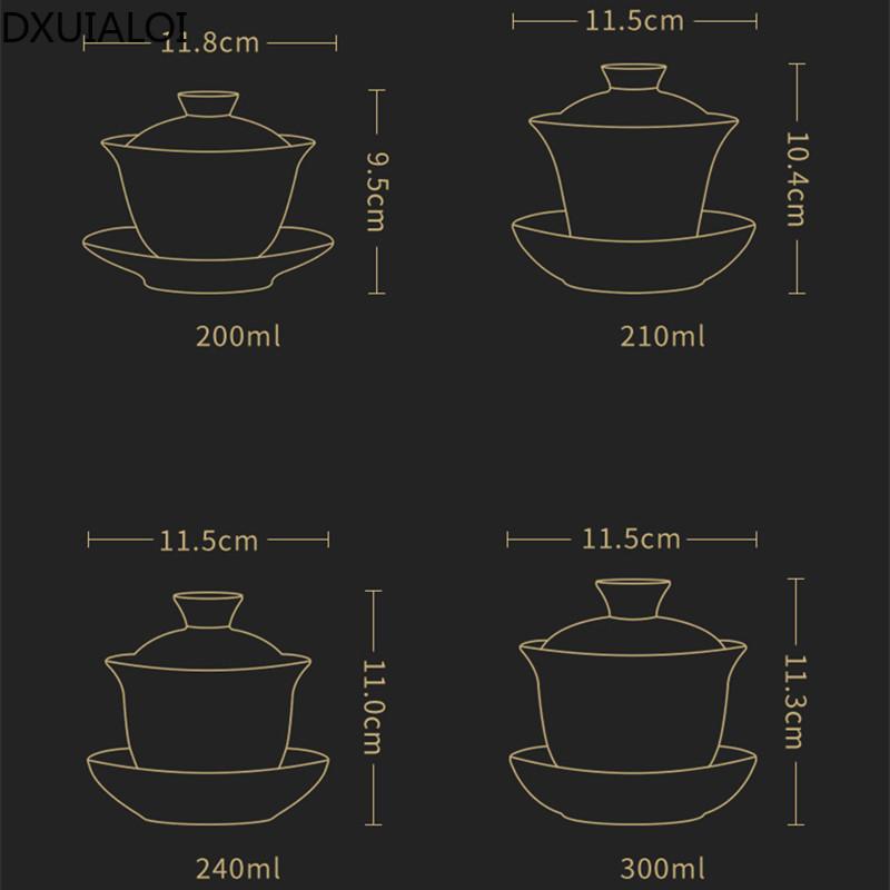 Zuppiera Sancai Ceramica Kung Fu Creativo Tè Una Gru Tazza della Regina Ciotola da Tè Gaiwan Set Zuppiera in Ceramica Servizio da Tè in Porcellana Spessa