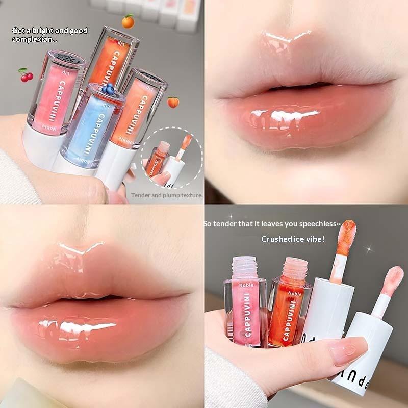 Cappuvini Clear Grey Purple Lip Gloss Hydrating Drying Lips Mirror Lip Glaze Tint Plumper Moisturizing Crystal Lip Oil Makeup