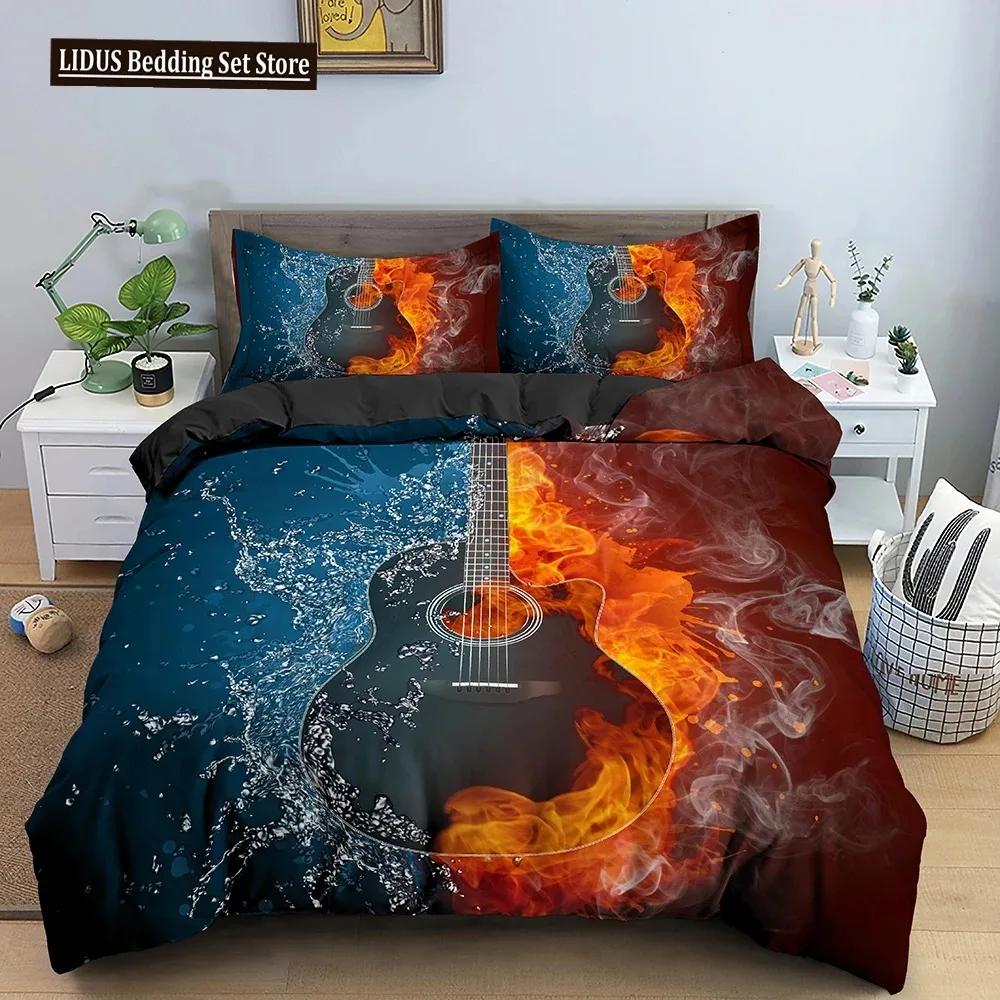 Music Notes Bedding Set Duvet Cover Set Piano Keys Keyboard Bed Set Classic Music Melody Comforter Cover For Kids Boys Girls