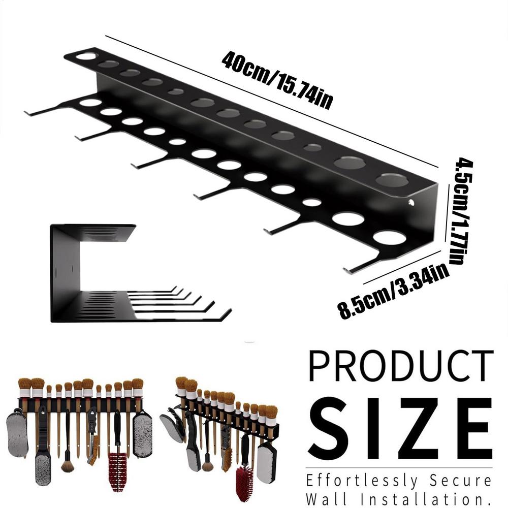 Wall Mount Detail Brush Rack Heavy-Duty Space Saving Cleaning Tool Organizer with Hooks Car Detailing Brush Holder for Garage
