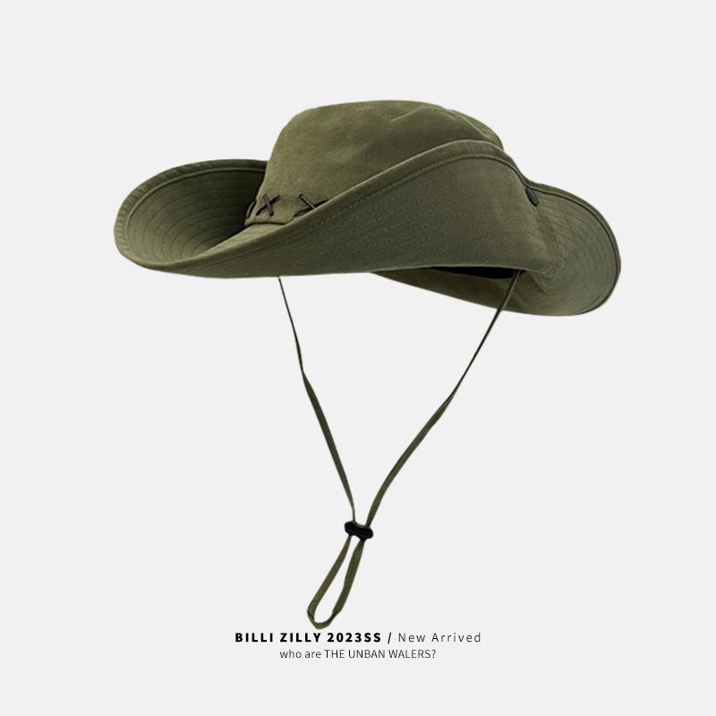 American retro western cowboy hat women's winter outdoor climbing hat western Sichuan travel visor men's sunscreen bucket hat