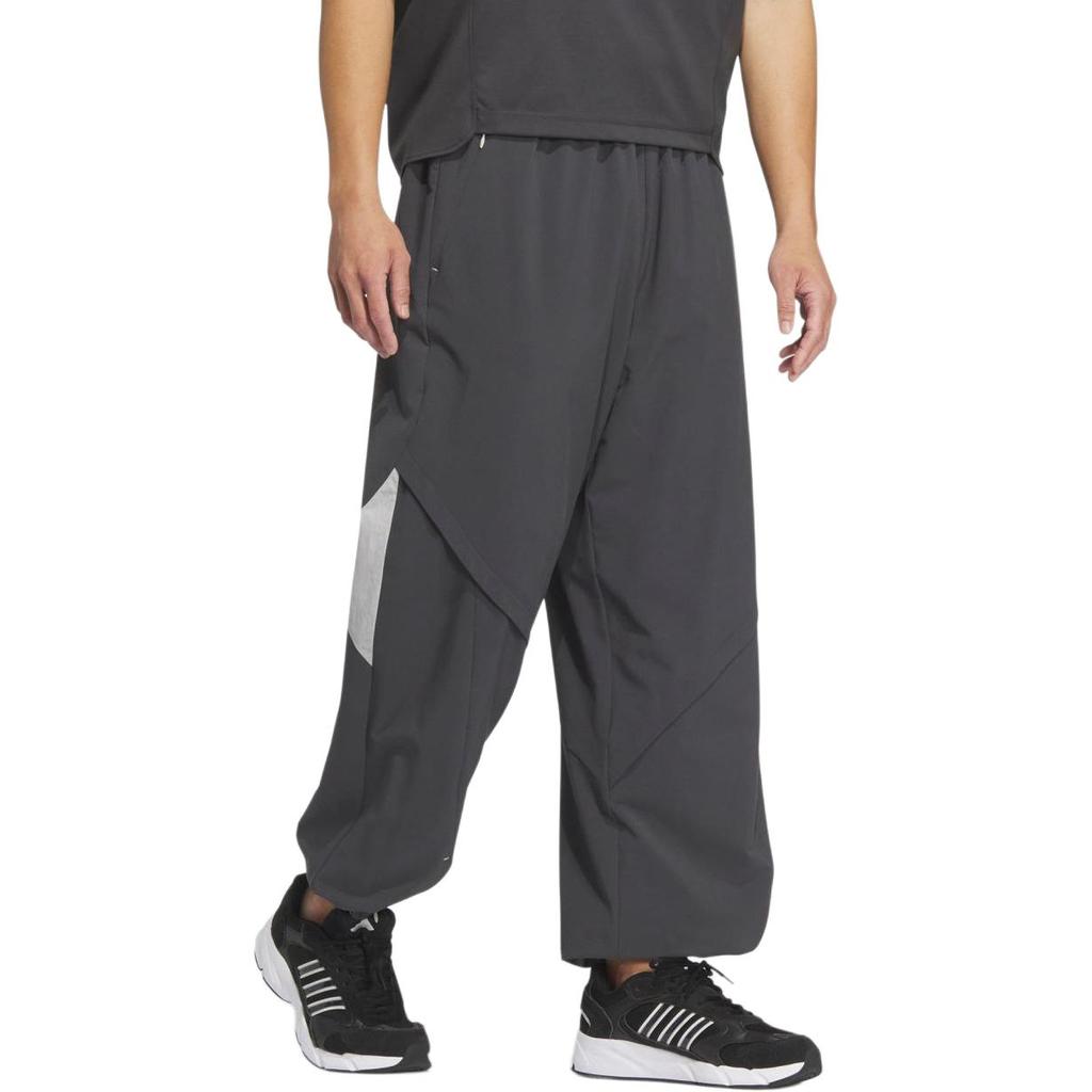 adidas Calças Esportivas Casuais Woven Future Style Color Block Corte Solto Masculino Parte de Baixo Preto-Carvão Cinza-Claro JL9989