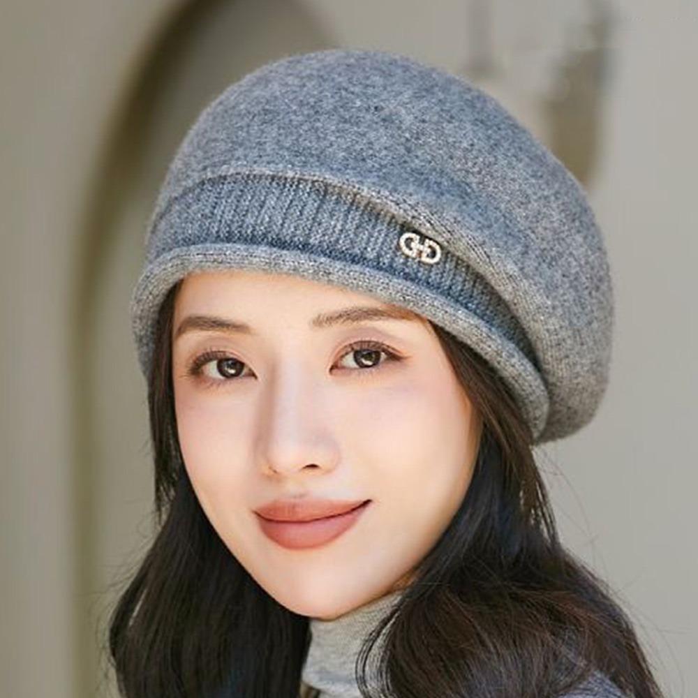 Stretchy Fleece Beanie Hat Knitted Ladies Cap Winter Warm Women's Beret Cap  for Autumn and Winter