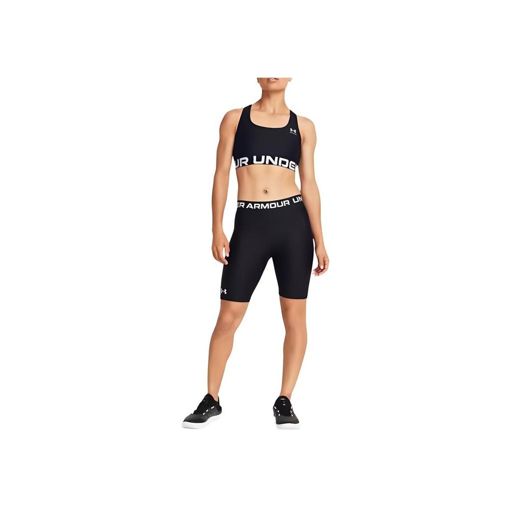 Under Armour Breathable Comfortable Butt-Lifting Skin-Friendly Letter Logo Printed Sports Shorts Women shorts Black 1384003-001