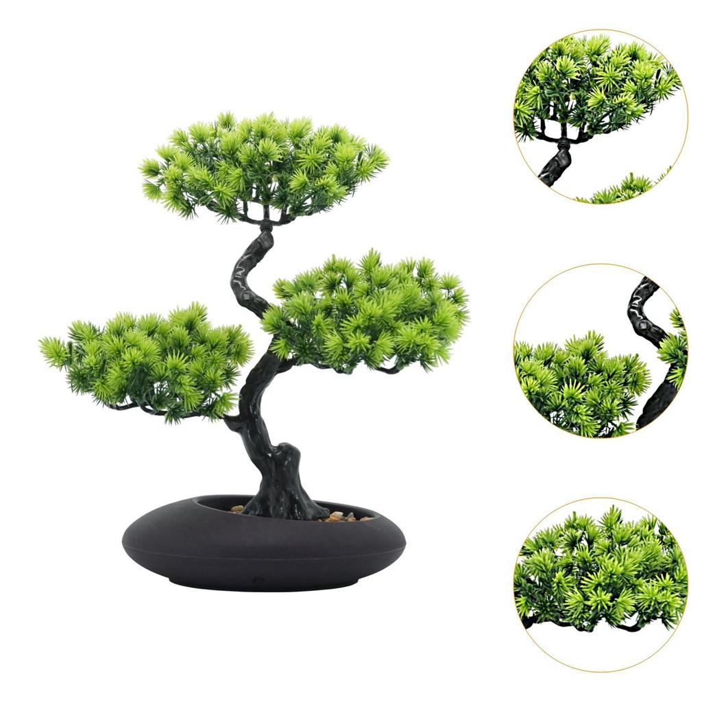 Artificial Bonsai Pine Tree 10.2x13.4inch Lightweight Tabletop Decoration PP Material for Kitchen Dining Room Versatile