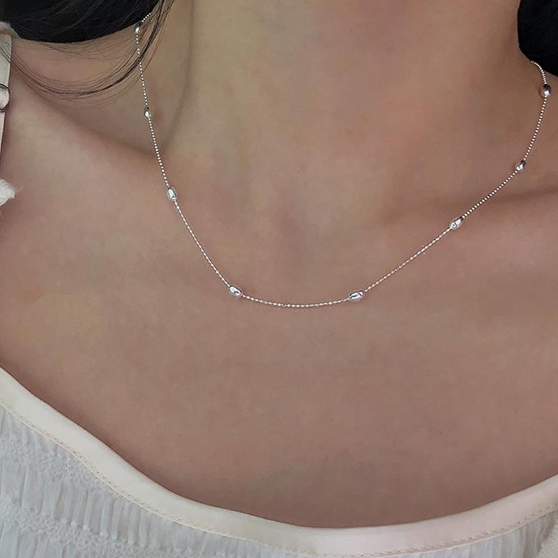925 Sterling Silver Bead Necklace for Women Versatile Fashionable Elegant Clavicle Chain Female Jewelry Gifts Accessories