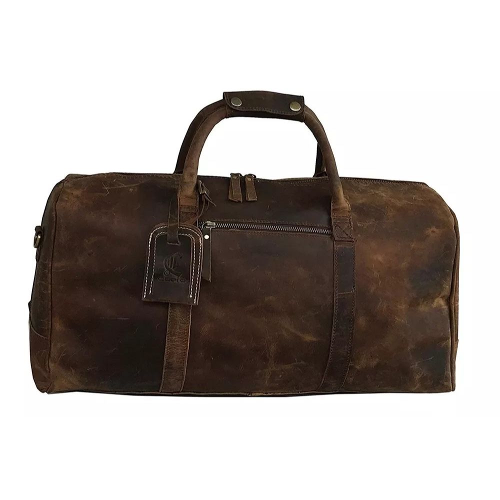 Men duffel Buffalo Vintage Handmade Leather Overnight Duffel Bag - Natural Brown