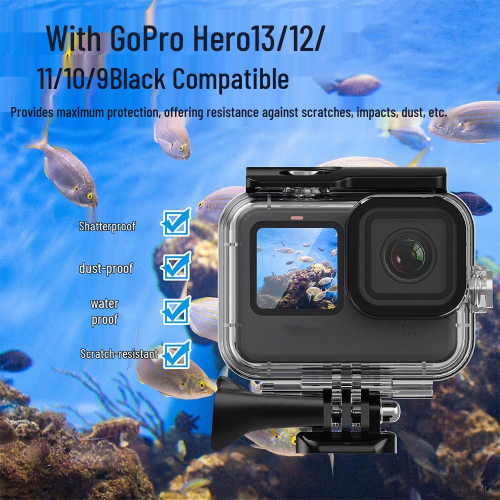 GoPro13 Wasserdichtes Gehäuse Kompatibel mit GoPro12/11/10/9 - Tauchkamera Schutzhülle und Zubehör.