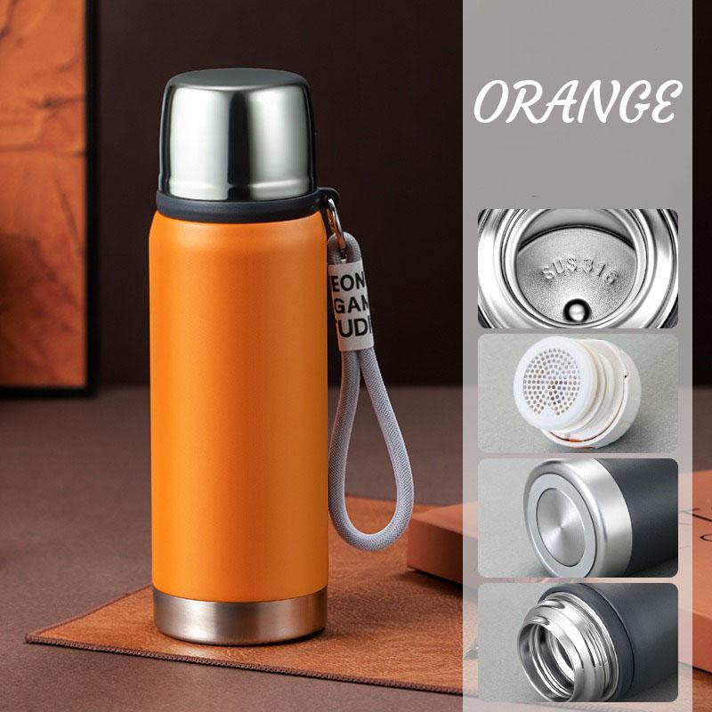 316 Stainless Steel Large Thermos Mug with Lid, Portable Vacuum Travel Bottle for Women Students Gift 650ml 650ml оранжевый