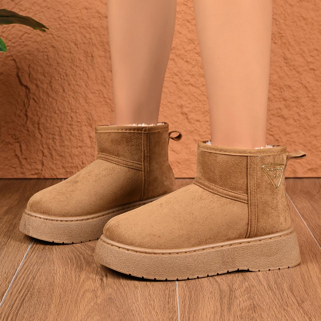 Fashion Warm Plush Brown Non Slip Snow Boots with Platform Women 2025 Winter Soft Thick Bottom Ankle Boots Fluffy Fur Woman's Shoes