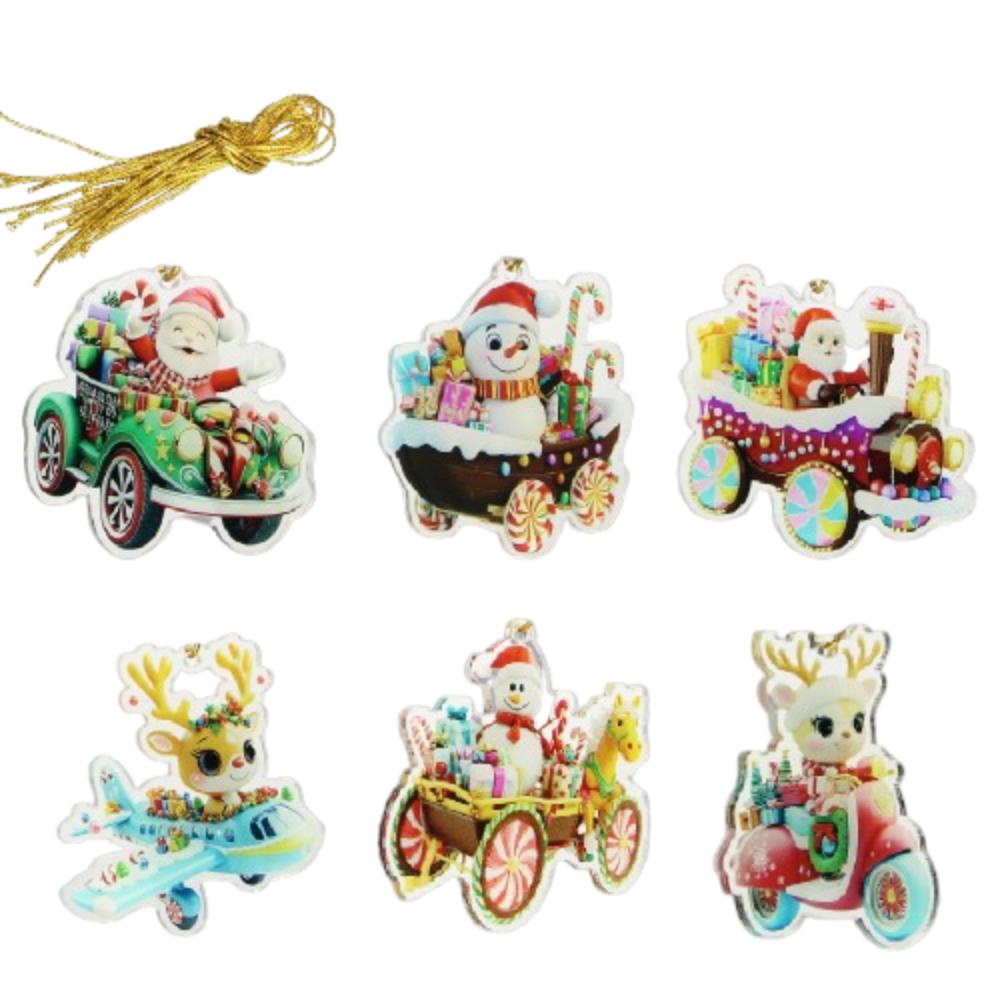 6Pcs Creative Christmas Decoration Pendant Santa Christmas Tree Hanging Ornament Garden