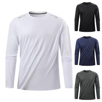 Men's Quick Drying Round Neck T-shirt Long Sleeve Men's Ice Silk Thin Fitness Running Top Bottoming Long Sleeve