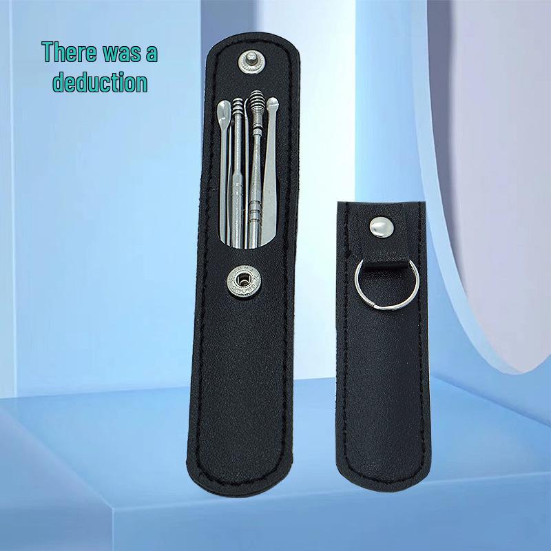 6-Piece Stainless Steel Ear Cleaning Tool Set: Spring Ear Pick, Ear Spoon, Spiral Ear Pick