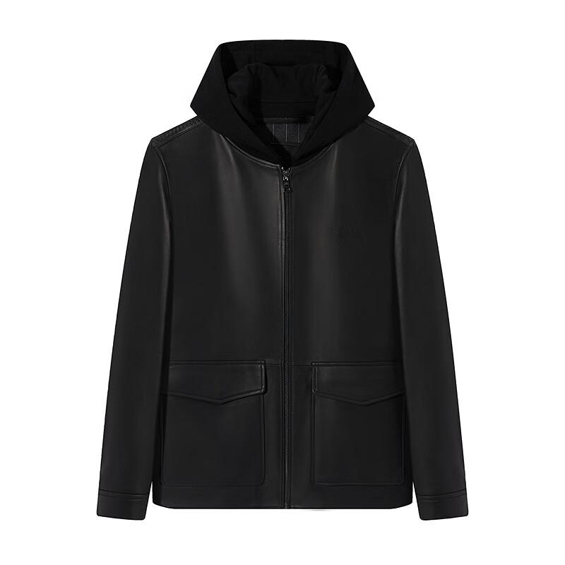 Septwolves Men's Hooded Sheepskin Leather Jacket