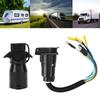 12V Trailer RV Connector 7 Way to 4 Way Hitch Plug with Dustproof Cover and Bracket