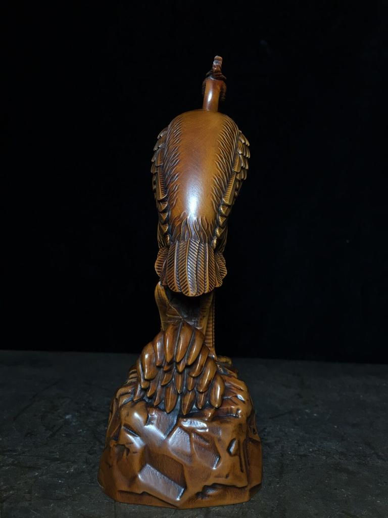 Sculpture sur Bois Chinois Antique Statues de Grues Sculptées en Bois Décoration d'Intérieur Héron