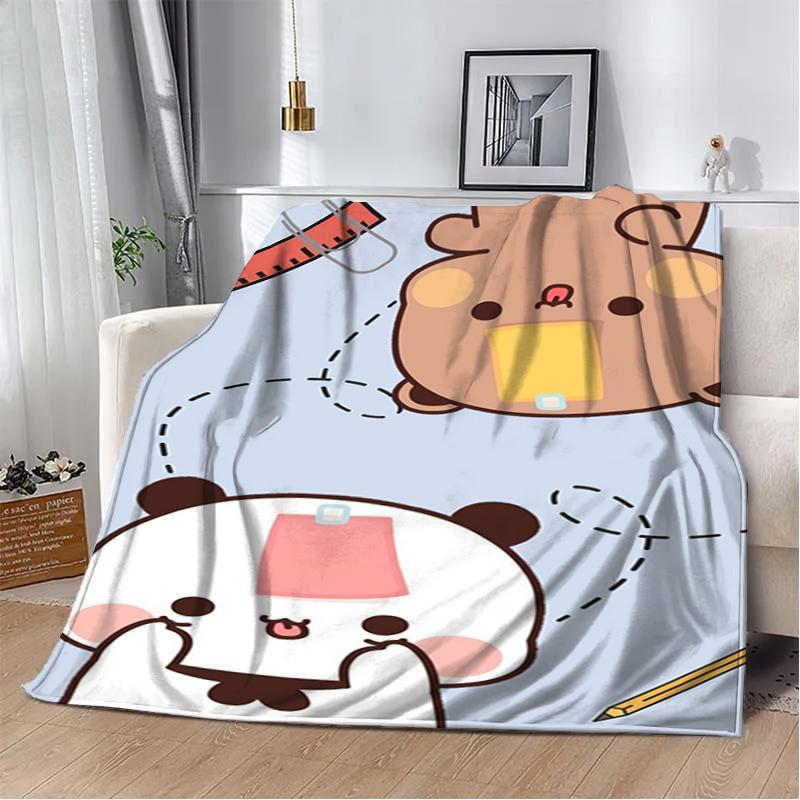

Cartoon Print Bear and Pa Blanket Cute Bubu Dudu Series Kids Warm Flannel Blanket Soft Comfortable Home Bed Office Travel Sleep 75cmx90cm