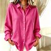 1116 New Lapel Long-sleeved Shirt Women's Loose Casual Linen Shirt Commuter Versatile Cardigan Top