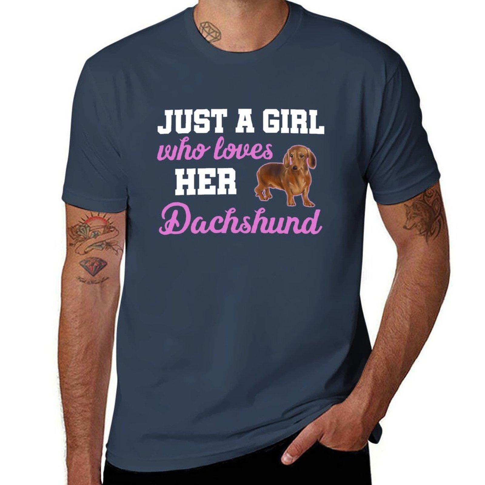 Just A Girl Who Loves Her Dachshund t shirt TShirt Work Outdoor Short Sleeve Tee S