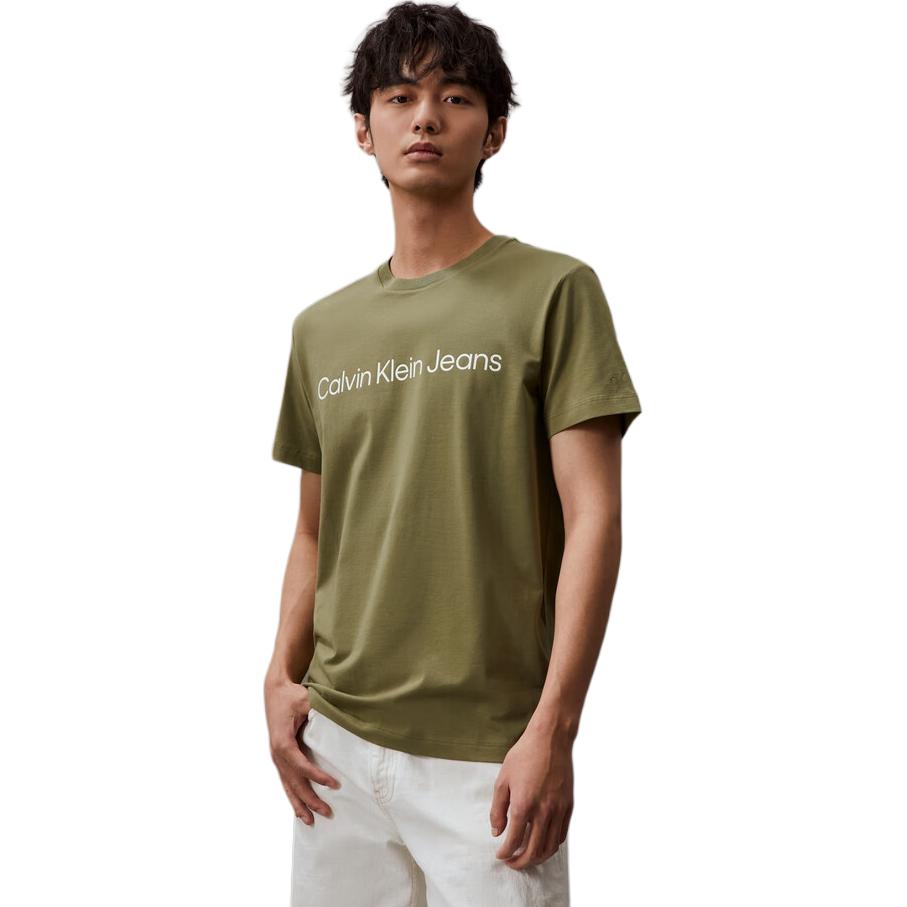 Calvin Klein Bequemes Rundhals Kurzarm T-Shirt Herren Tops Dillgrün J321612-L9N