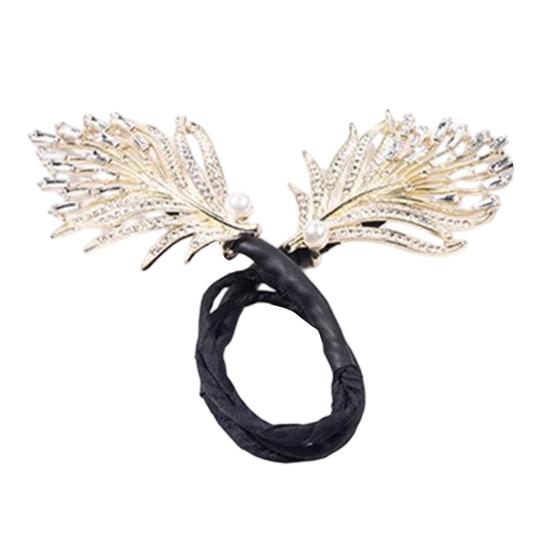 Hair Bun Pin, Blue Feather Decor Bun Maker Hairpin, Metal Construction Hair Accessory for Work Gym Dance Formal Events