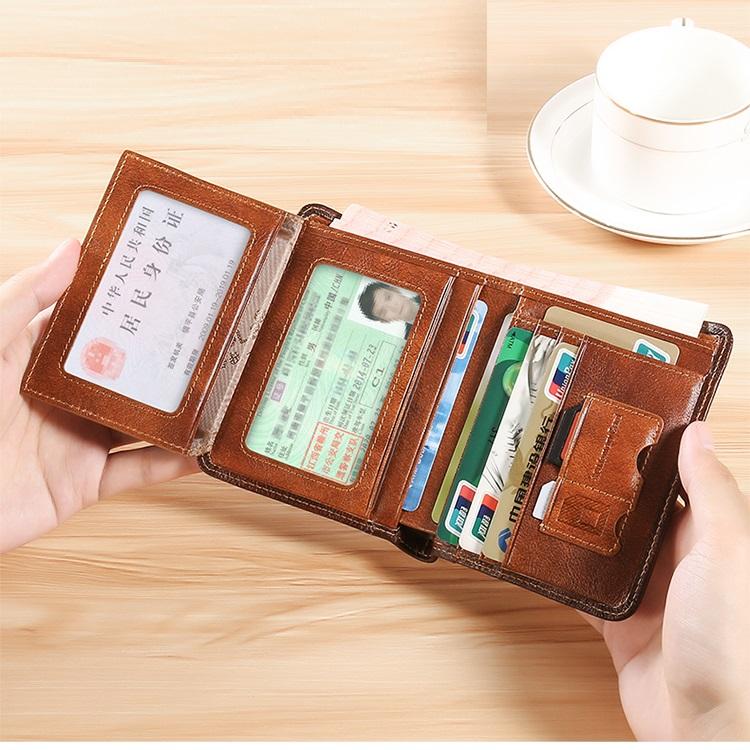 Men's Genuine Leather Anti-theft Multi-card Short Wallet