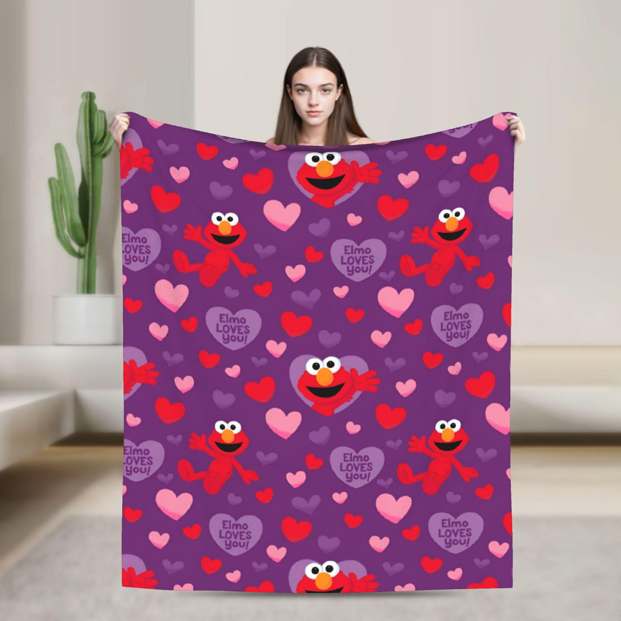 

Elmo Loves You Valentine s Day Blanket S-Sesames Streets Warm Blanket For Couch Chair Picnic Flannel Bedspread Bed Cover 75x90cm