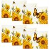 4 pezzi / 6 pezzi Tovagliette Eleganti e Creative con Stampa di Girasole e Farfalla, Realizzate in Lino con Disegni Personalizzati, Stoviglie da Cucina Resistenti al Calore