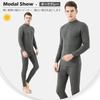 Warmes Innenoberteil- und Unterteil-Set, hoher Kragen, Kälteschutz, reine Baumwolle, Heat Tech, Langarmshirt, vorne offen, lange Strumpfhose, Thermounterwäsche, Herbst/Winter