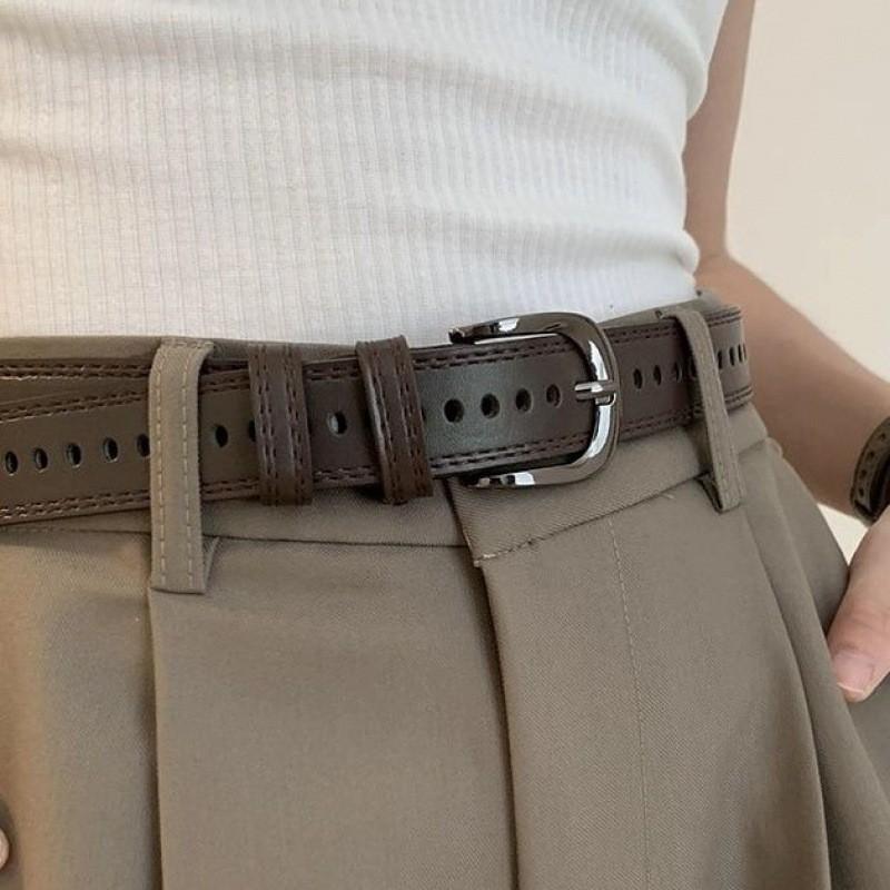 Trendy Black Versatile Pu Belt For Women Great For Casual And Formal Attire