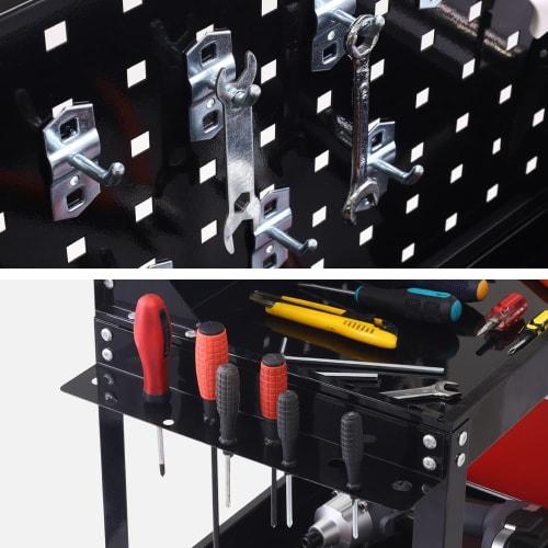 seathestars 3-Tier Large Tool Cart, Tool Wagon, Tool Trolley, Tool Storage, with Casters, Locking Brackets, Mesh Panel, and Handle, 150kg Weight Capac