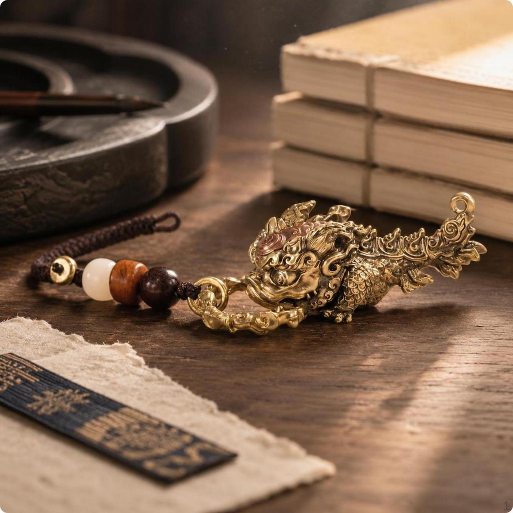 Dragon Pendant Intricate Relief Charm Ornament Curled Fashion Accessory for Desk Display