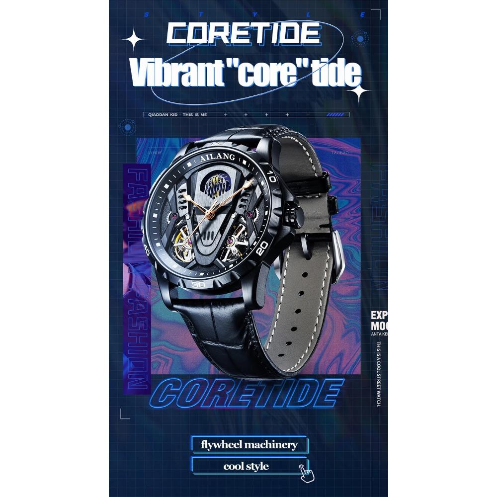 Fase Lunare Impermeabile 3Bar Automatico Logo Personalizzato 2026 Ultimo Best Seller Doppio Tourbillon Orologio Meccanico Moda Sportivo