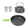 Camping Cookware Mess Kit Lightweight Anti Stick Camping Pot Pan Kettle Set with Utensils Stainless Steel Cups for