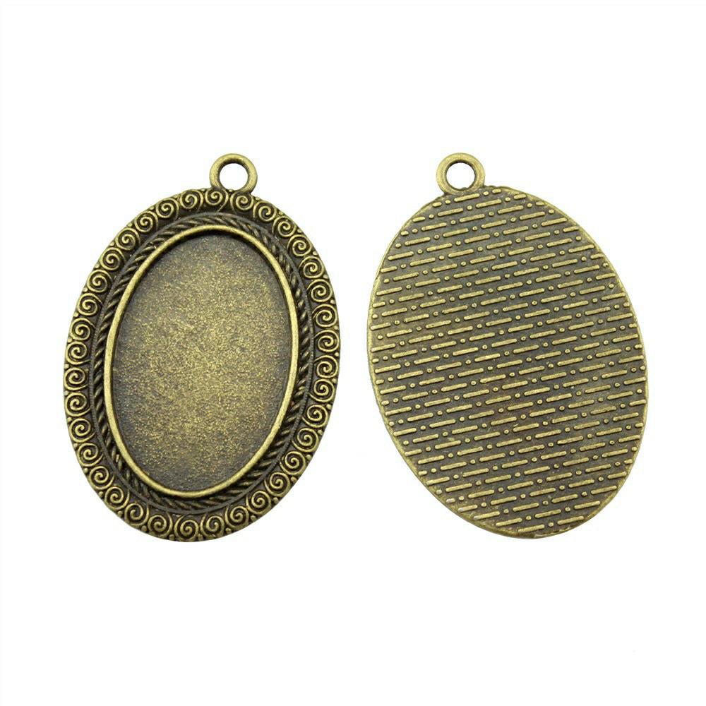 Antique Flower Frame Oval Bezel Charms For DIY Projects Glass Blank Tray Base