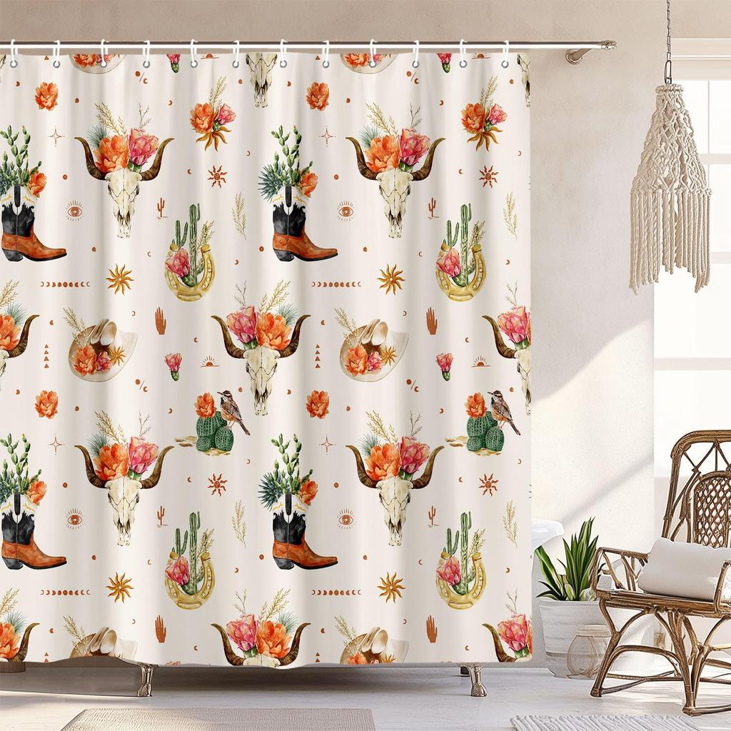 Vintage Boho Shower Curtain Black and Gold Floral Bathroom Aesthetic Decorative, Funny Rustic Bee Daisy Flowers Witchy Eclecti