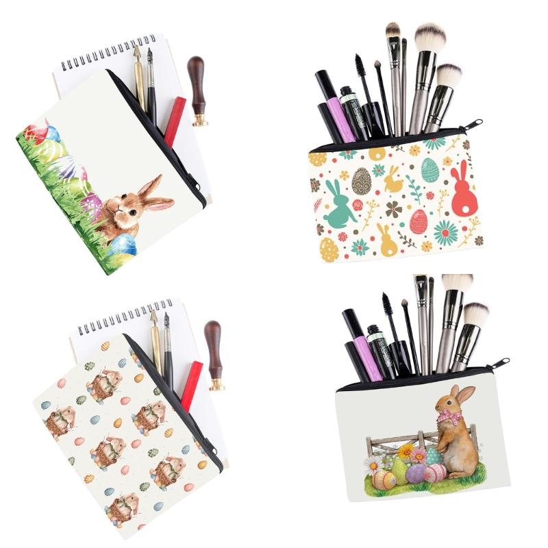 Easter Rabbit Toiletry Bag with Rabbit Pattern Makeup Bag Large Capacity Cosmetics Storage Bag Gift for Girl Women