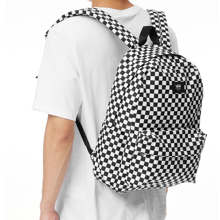 Vans Old Skool H2O Checkerboard Classic Logo Polyester Backpack Unisex Backpack Black White VN0A5KI1Y281