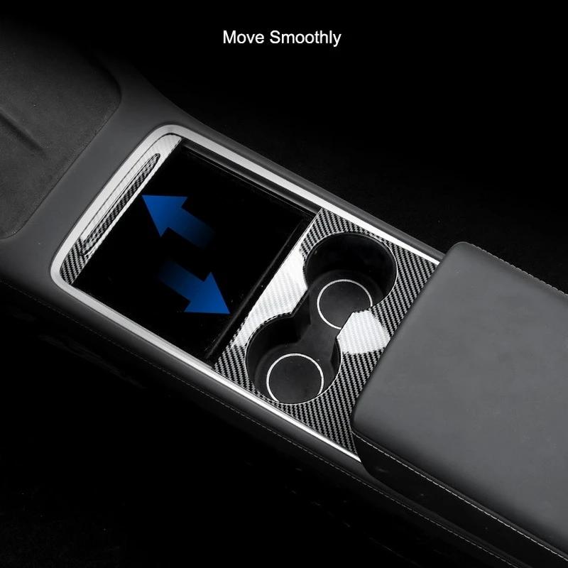 Ultra-thin Center Console Cover For Tesla Model Y 3 2023 Glossy Carbon Fiber Central Control Panel Trim Interior
