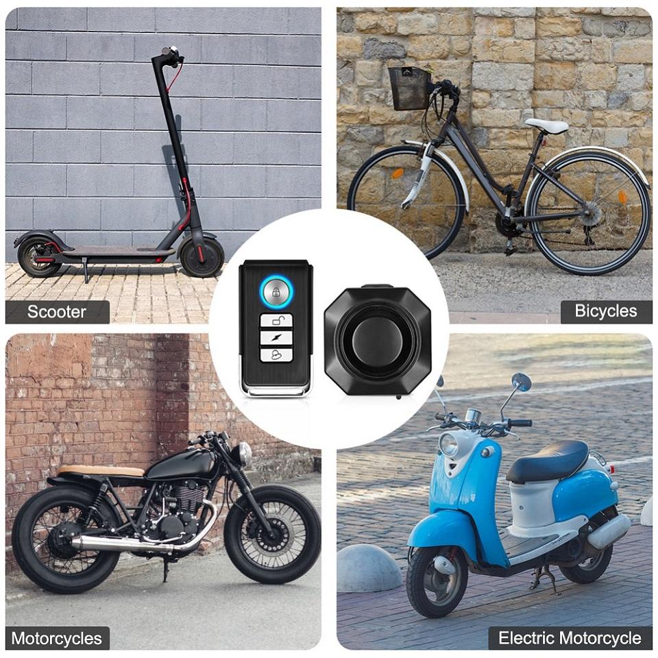 Extractme Wireless Motorcycle Burglar Alarm Remote Control 110dB Vibration Sensor Electric Bike Scooter Safety Protection Alarm