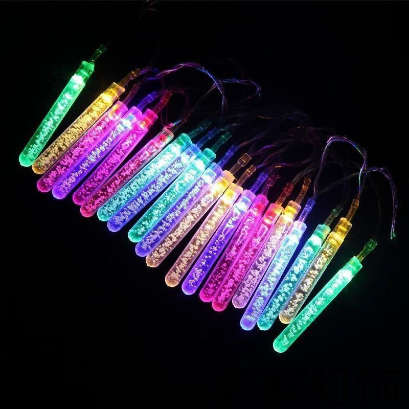 Christmas Decor Outdoor Solar Powered String Lights 20/50/100 LED Cylindrical Bubble Wand Lights for Wedding Party Birthday Garden Camping