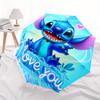 Stitch,Love Automatic Folding Umbrella   Simple 8 Rib Design, Bright Cartoon Pattern, Durable Iron Frame, Suitable For Travel, Outdoor, Beac